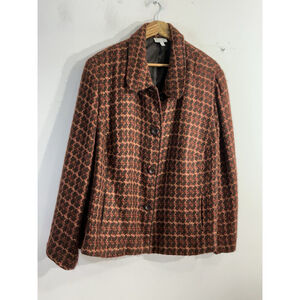 Womans 1830 Blazer Jacket 2x Brown Rust Button Up Lined Collar